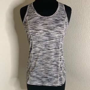 Reebok Gray White Black Racerback Work Out Tank 100% Polyester Size Medium(1136)